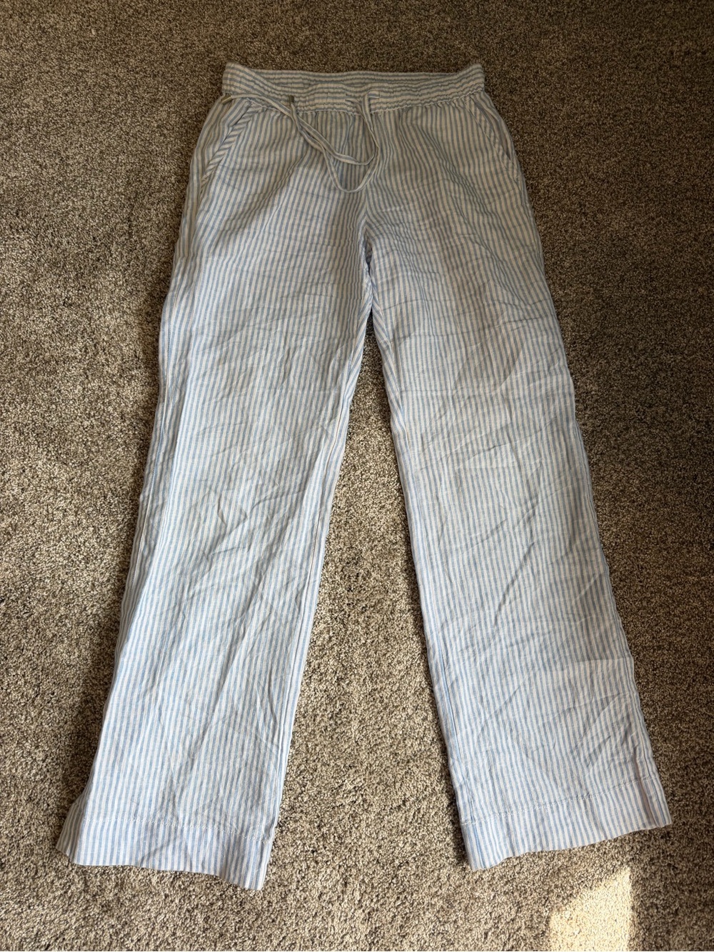 Tommy Bahama Light Blue and White Striped Drawstring Pants